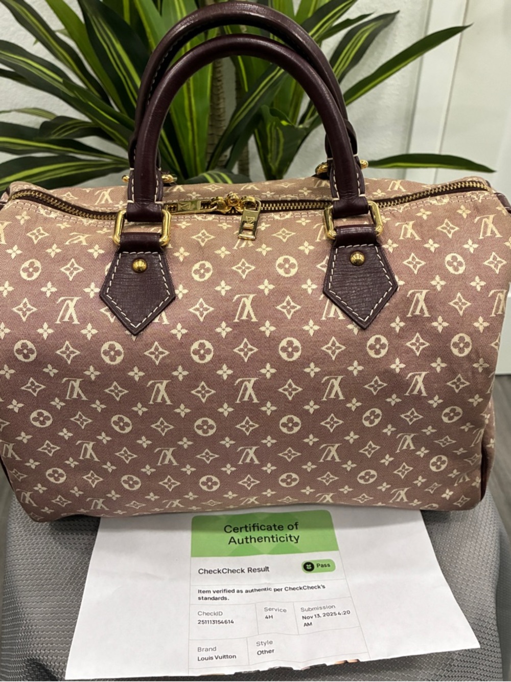 Louis Vuitton Mini Lin Speedy Doctor Bag Burgundy Monogram Satchel used-30 - Picture 3 of 10